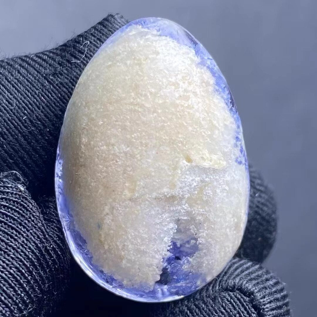 Natural Blue Dumortierite Needles In Quartz Cabochon, Dumortierite Loose Quartz Crystal, Teardrop-shaped Pendant, Making Jewelry