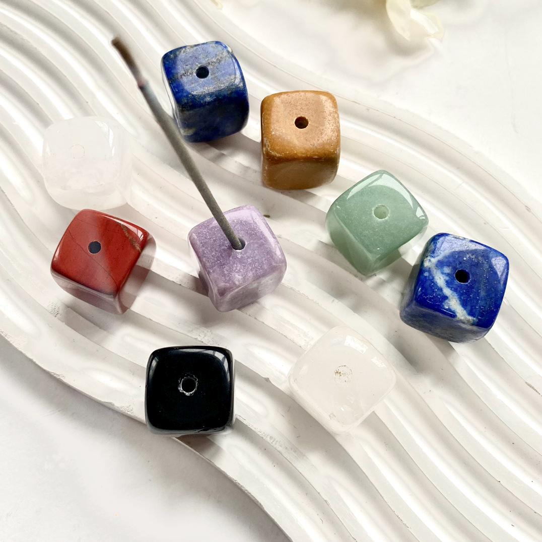 Mixed Crystal Cube Incense Holder, Gemstone Meditation Decor
