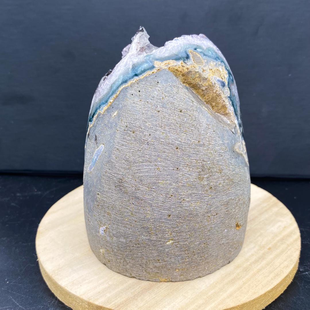 Natural Pale Amethyst Geode Cluster with Optical Calcite Iceland Spar | Raw Amethyst Healing Crystal for Home Decor Gift,Gift for Mom
