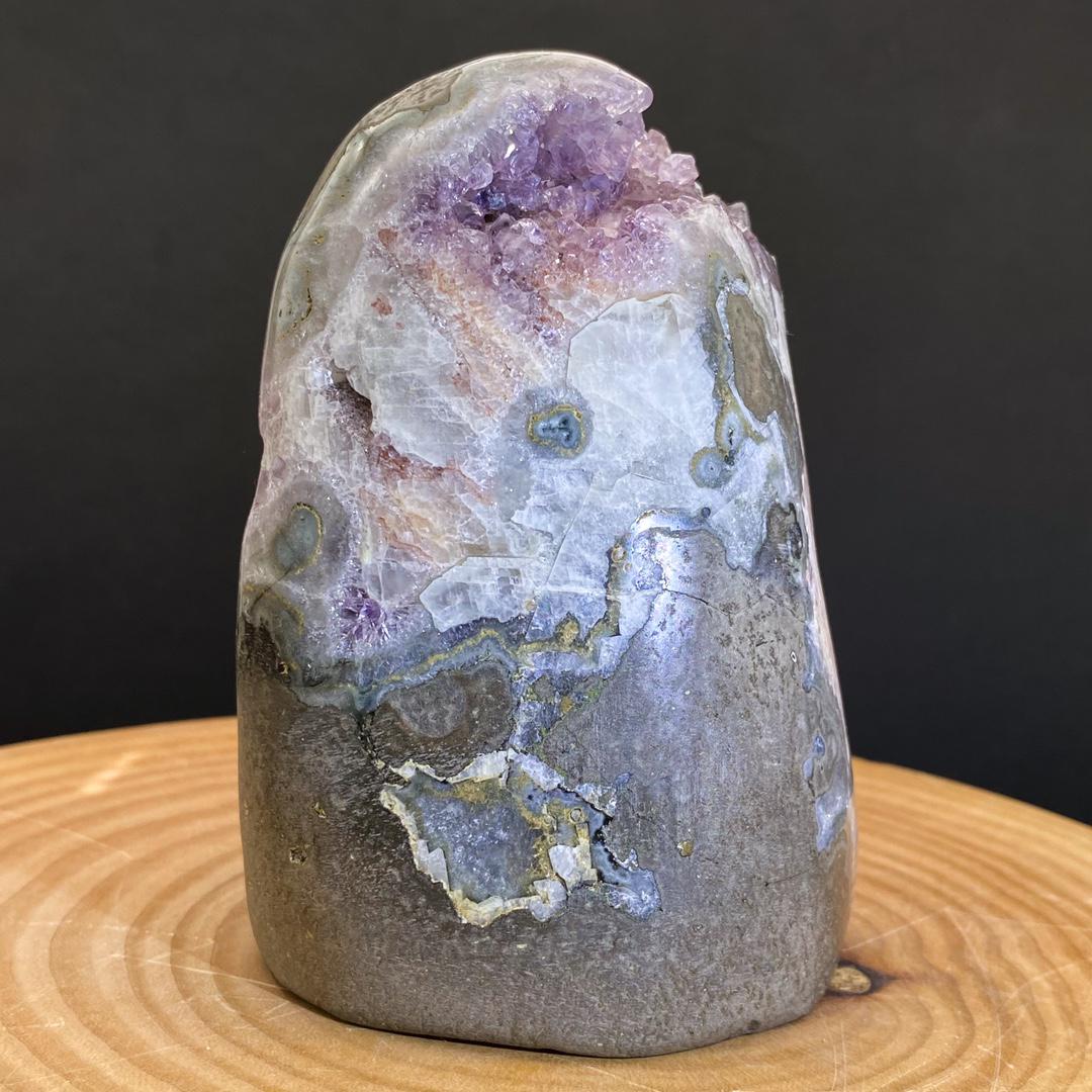 Natural Amethyst Cluster | Pale Amethyst Geode with Optical Calcite Iceland Spar | Healing Crystal Decor Gift,Gift for Mom