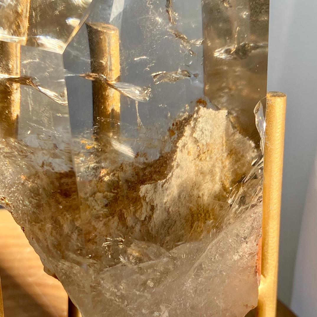 Natural Clear Garden Quartz Freeform with Rainbow, Lodolite Quartz, Garden Quartz Point, Crystal Collection, Polished Quartz Gift