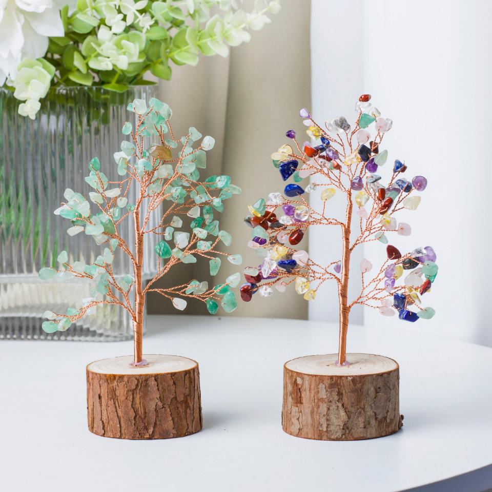 Handmade Crystal Chips Fengshui Tree, Gemstone Home Decor,Gift for Mom