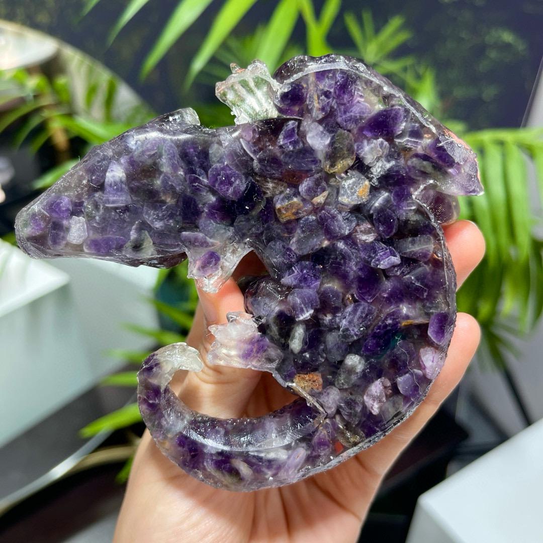 Handmade Crystal Chips Fly Dragon In Resin, Natural Crystal Chips Craft, Healing Crystal Carving Birthday Gifts, Christmas Present