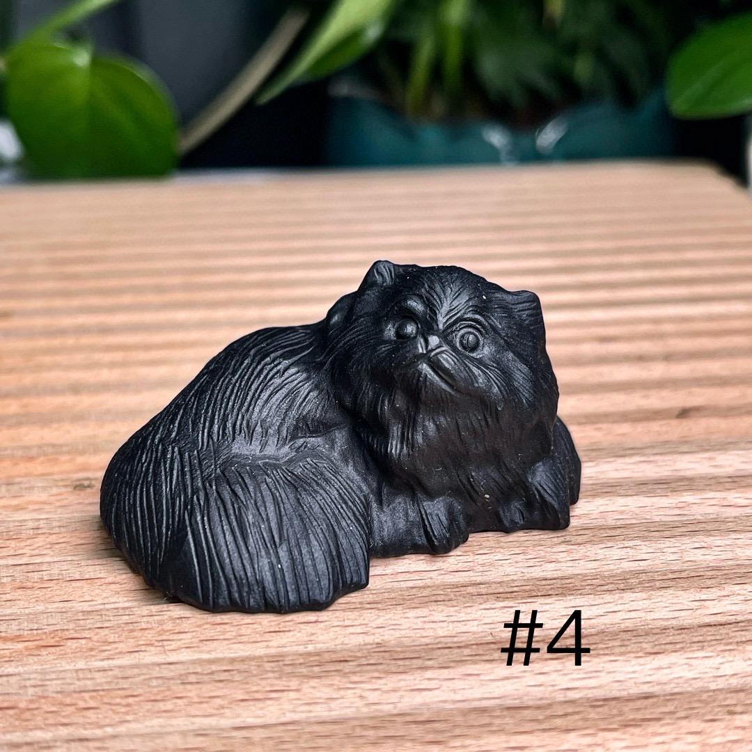 Natural Black Obsidian Dog Carving, Crystal Schnauzer, Crystal Corgi, Crystal Pomeranian, Dog Statues, Birthday Gift, Christmas Home Decor