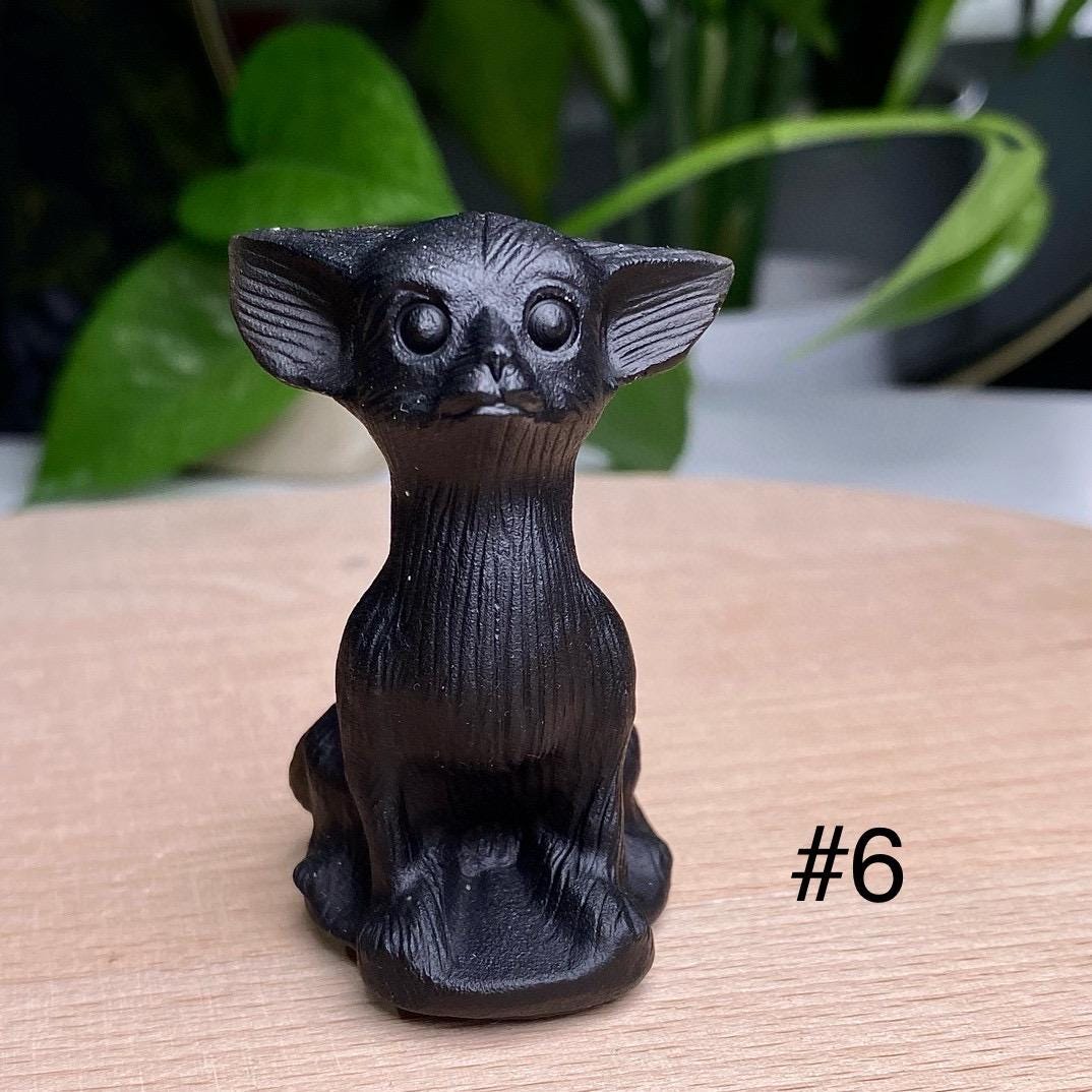 Natural Black Obsidian Dog Carving, Crystal Labrador, Crystal Pomeranian, Crystal Wolfdog, Crystal Yuanbao Dog, Christmas Home Decor