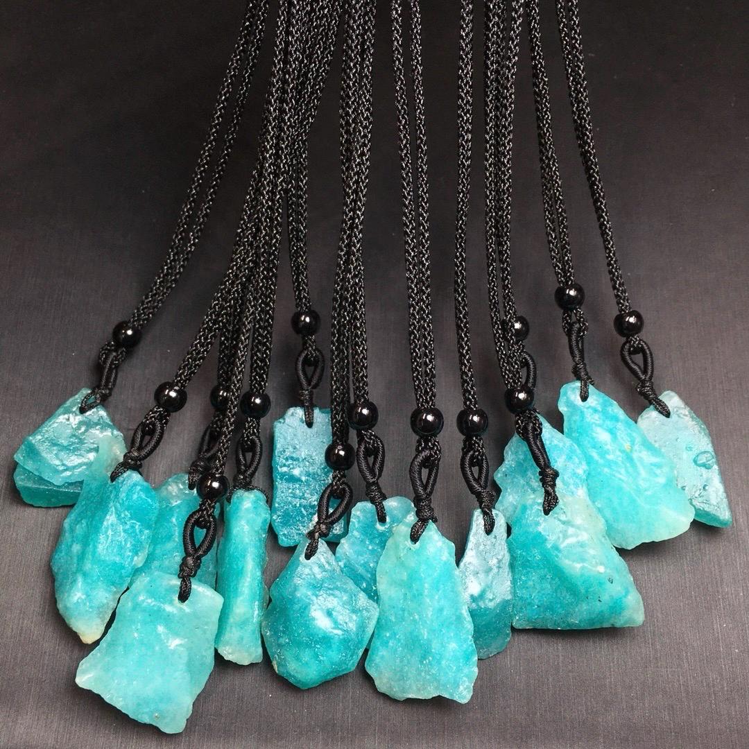1 Pcs Natural Raw Amazonite Pendant, Healing Raw Crystal Necklace, Throat Chakra Crystal, Balance and Communication Stone, Birthday Gift