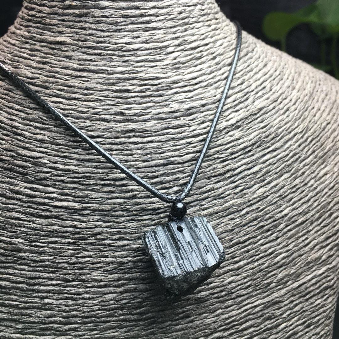 1 Pcs Natural Raw Black Tourmaline Pendant, Healing Raw Gemstone Necklace, Protection Stone, Absorbs Negativity, Birthday Gift