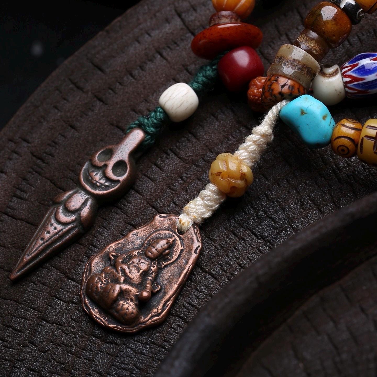 Handmade 108 Mala Multi-wrap Bracelet & Necklace, Dzi Bead Protection Amulet, Boho Tribal Yoga Prayer Beads, Spiritual Jewelry Gift
