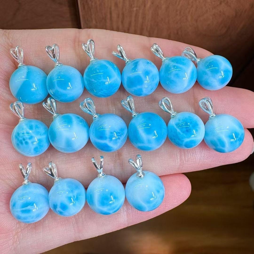 Handmade Sterling Silver Larimar Pendant, Ocean Stone Necklace