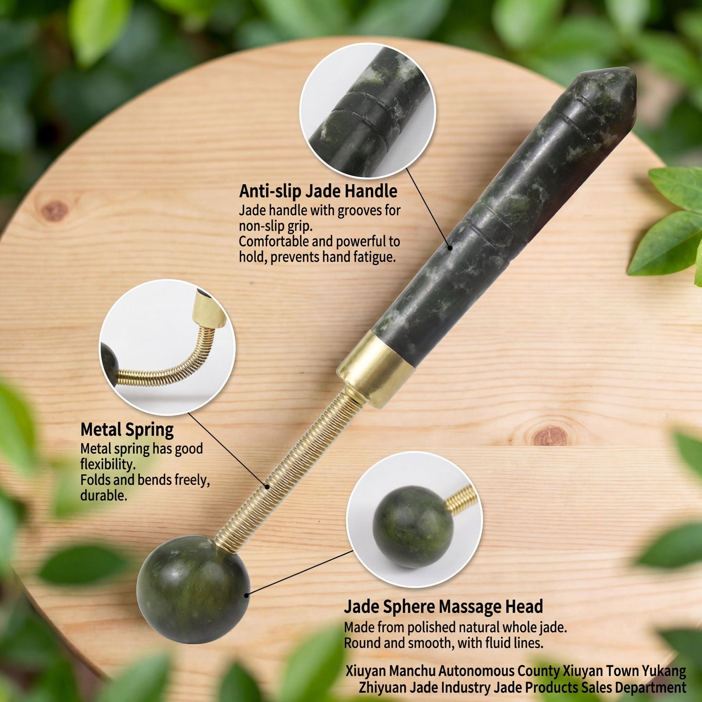 Natural Jade Spring Massage Hammer, Acupoint Massage Stick, Full Body Relax Massage Tool, Gua Sha Tapping Hammer, Gift For Her