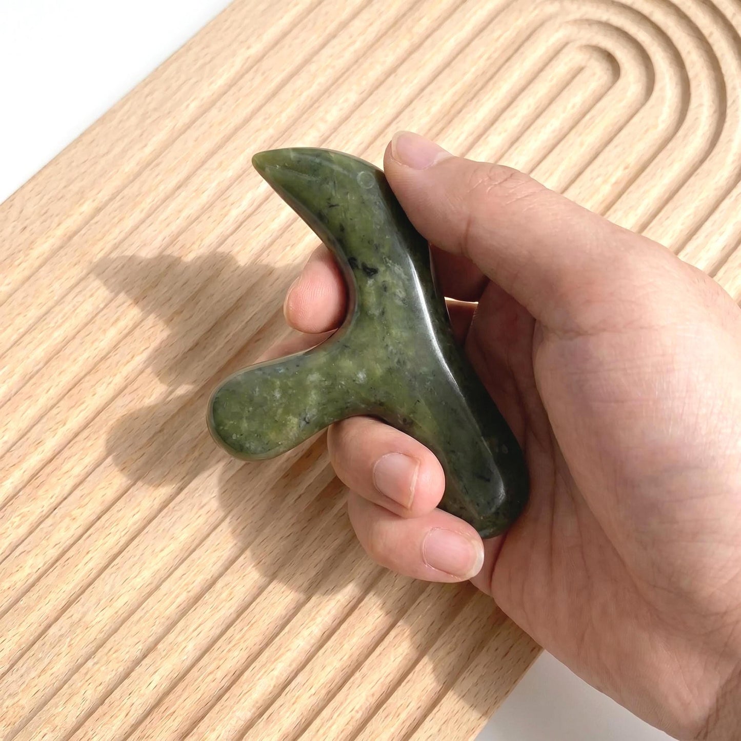Natural Jade Acupoint Massage Tool, Handcrafted Jade Foot Massage Stick, Self-Care Wellness Gift, Ergonomic Jade Guasha Wand for Relaxation
