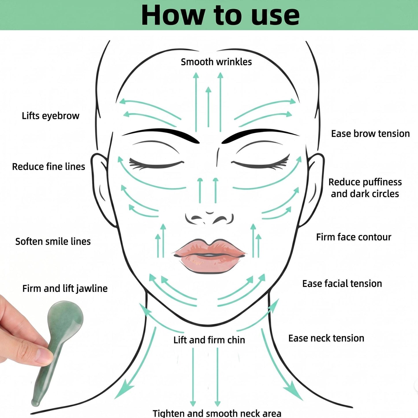 Natural Crystal Acupressure Stick, Jade Massage Spoon, Hand Carved Jade Gua Sha Massage Tool, Facial & Body Spa Relax Self Care Gift