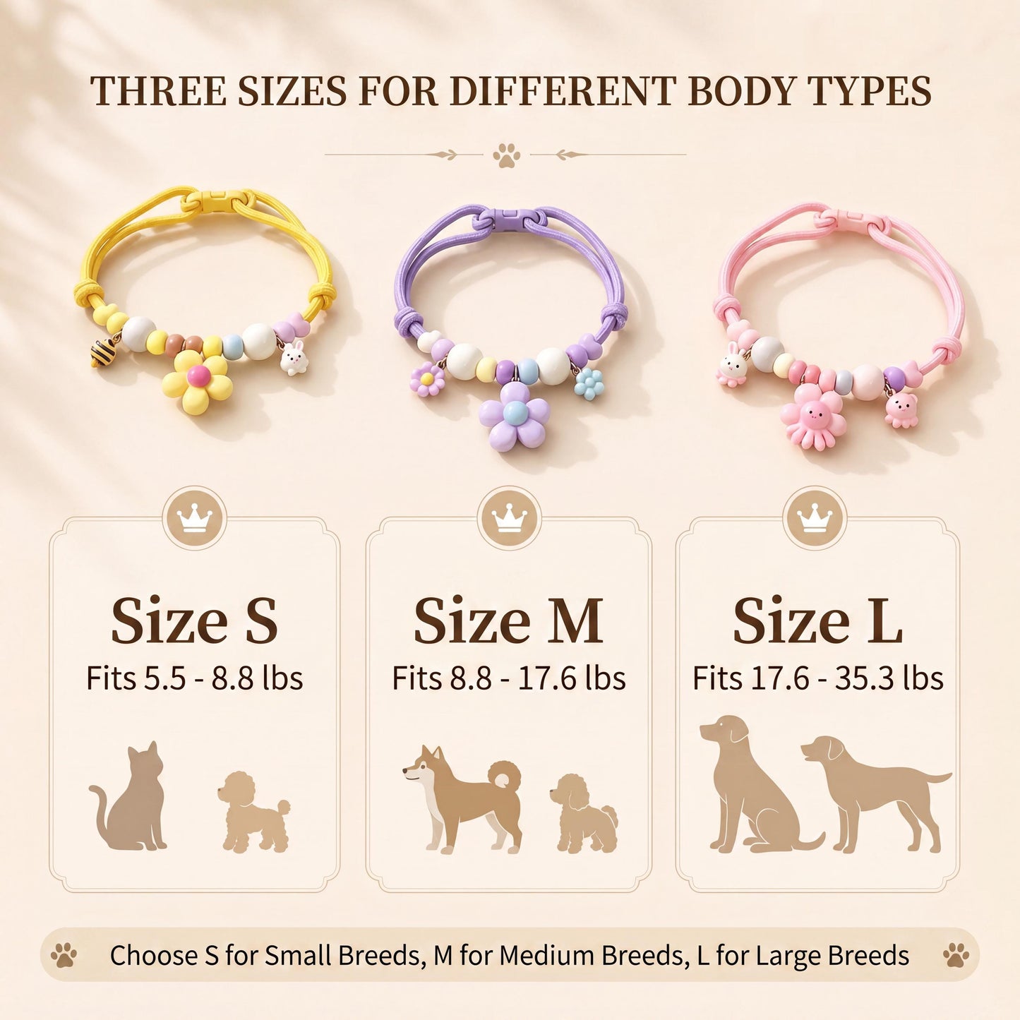 Adjustable Gemstone Dog Collar with Aromatic Wood Beads,Custom Size Pet Necklace,Premium Jewelry for Dogs and Cats Gift