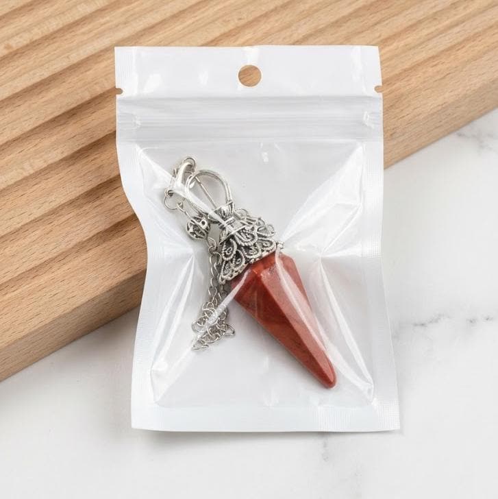 Crystal Pendulum Set, Natural Stone Cone Pendant, Dowsing Point Chain Necklace , Whimsical Witchy Boho Gift for Her