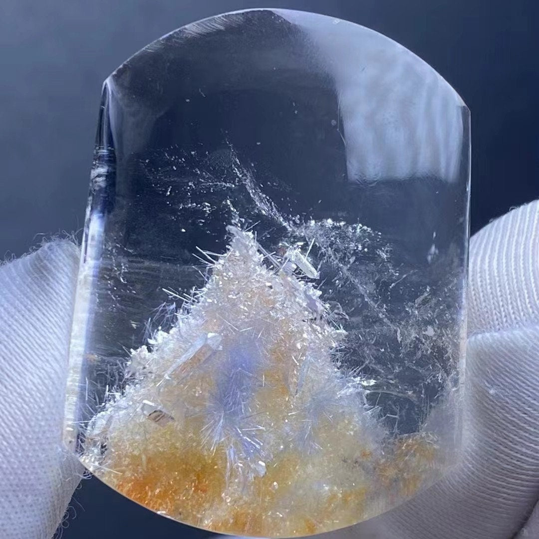 Natural Blue Dumortierite Needles In Quartz Cabochon,Dumortierite With Garden Loose Quartz Crystal,Quartz In Quartz,Freeform Making Jewelry