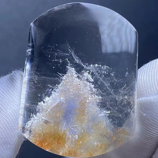 Natural Blue Dumortierite Needles In Quartz Cabochon,Dumortierite With Garden Loose Quartz Crystal,Quartz In Quartz,Freeform Making Jewelry