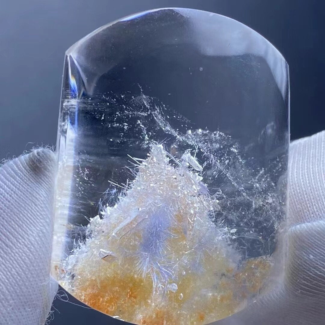 Natural Blue Dumortierite Needles In Quartz Cabochon,Dumortierite With Garden Loose Quartz Crystal,Quartz In Quartz,Freeform Making Jewelry