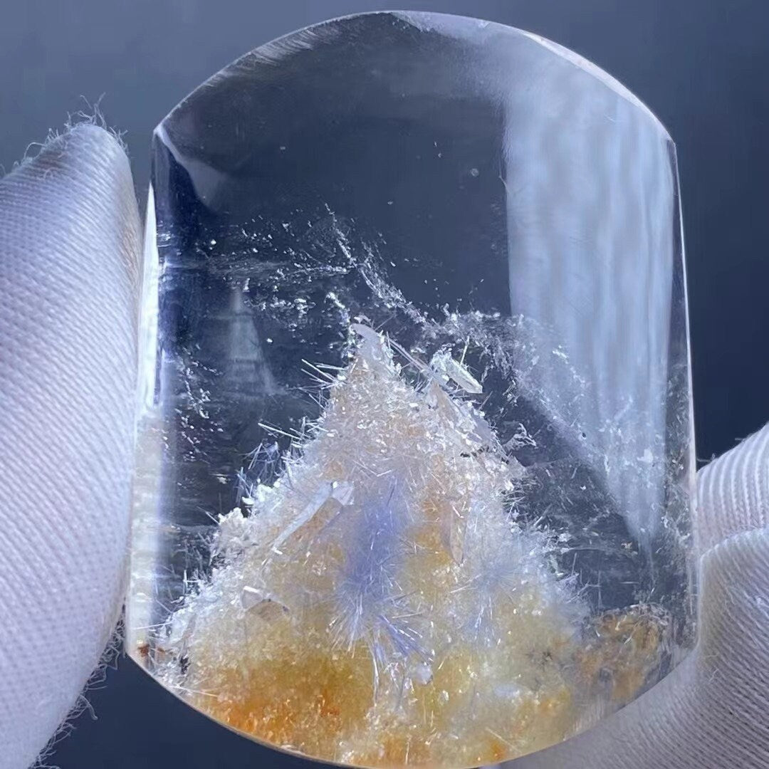 Natural Blue Dumortierite Needles In Quartz Cabochon,Dumortierite With Garden Loose Quartz Crystal,Quartz In Quartz,Freeform Making Jewelry