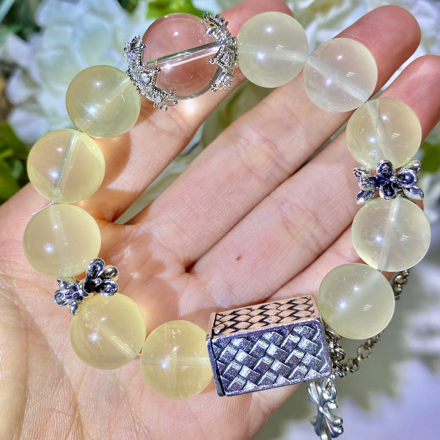 Citrine And Clear Quartz Healing Crystals Gemstone Bracelet, Wealth, Rich, Improve Aura, Reiki Birthstone, Birthday Gift Box