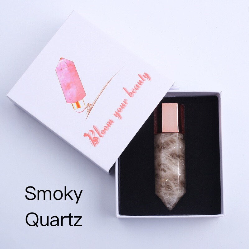 Natural Crystal Face Essential Oil Roller Wand, Healing Crystal Perfume Bottle, Gemstone Facial Massage Tool, Relaxing Self Care Spa Gift
