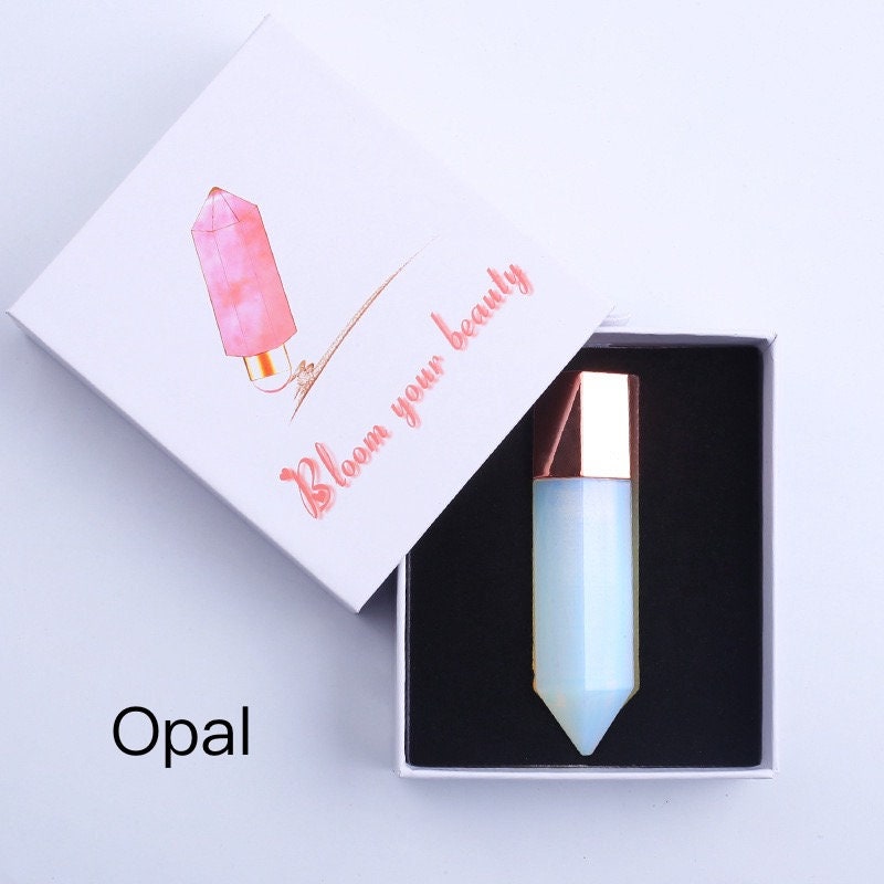 Natural Crystal Face Essential Oil Roller Wand, Healing Crystal Perfume Bottle, Gemstone Facial Massage Tool, Relaxing Self Care Spa Gift