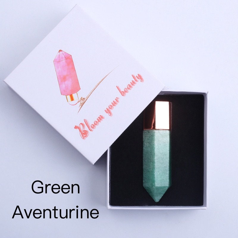Natural Crystal Face Essential Oil Roller Wand, Healing Crystal Perfume Bottle, Gemstone Facial Massage Tool, Relaxing Self Care Spa Gift