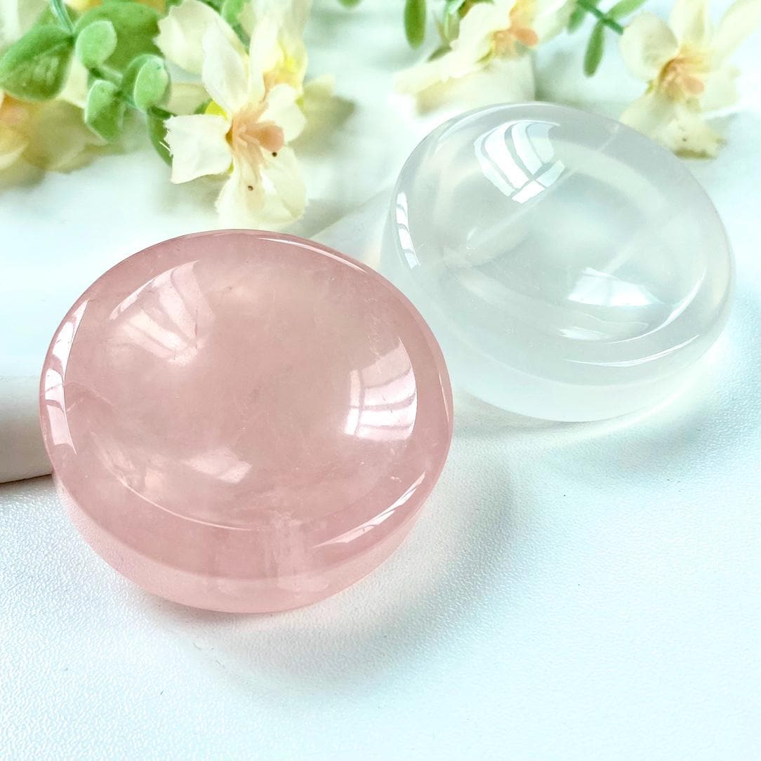 Natural Crystal Sphere Stand, Clear Quartz and Rose Quartz, Women's Gift,Gift for Mom