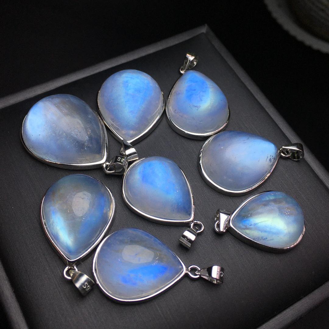 Natural Blue Flash Moonstone Pendant,925 Sterling Silver,Pendant Gift,Crystal Necklace,Handmade Jewelry Necklace,Birthday Gift for Her