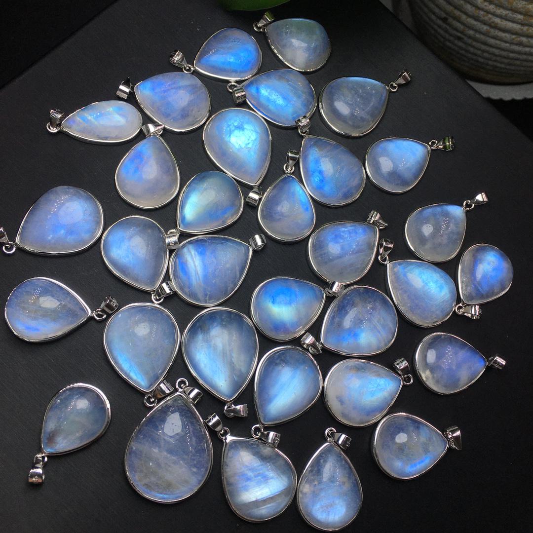 Natural Blue Flash Moonstone Pendant,925 Sterling Silver,Pendant Gift,Crystal Necklace,Handmade Jewelry Necklace,Birthday Gift for Her