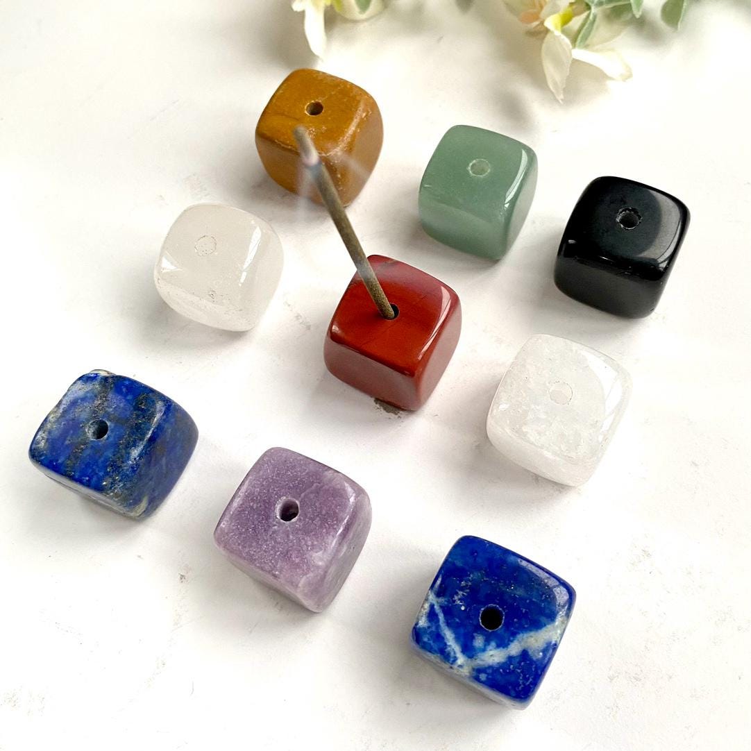 Mixed Crystal Cube Incense Holder, Gemstone Meditation Decor