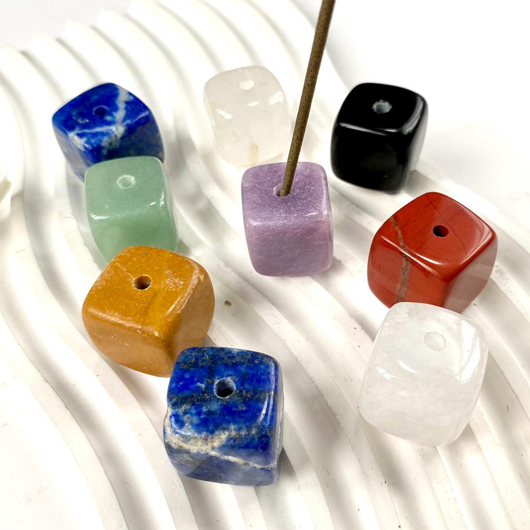 Mixed Crystal Cube Incense Holder, Gemstone Meditation Decor