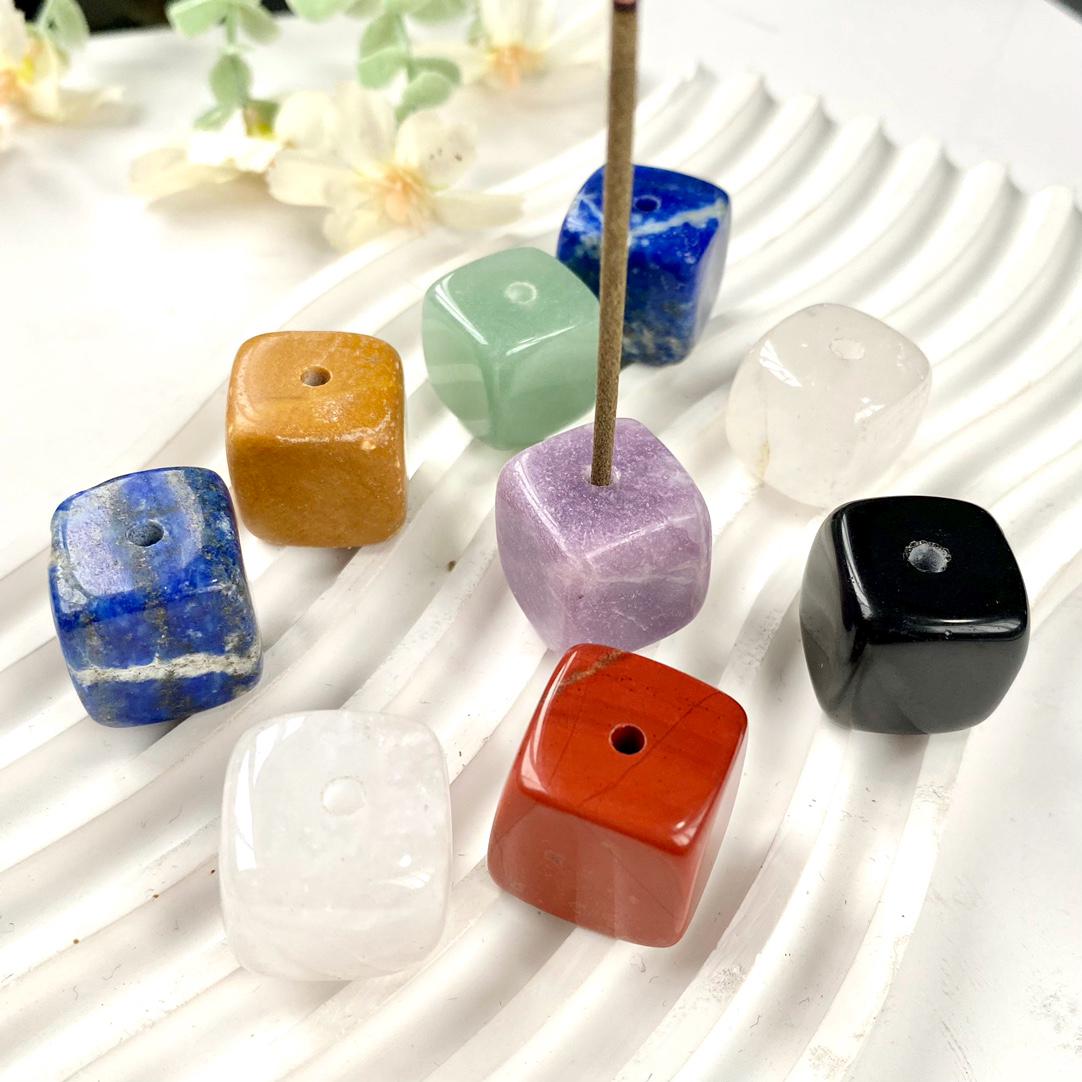 Mixed Crystal Cube Incense Holder, Gemstone Meditation Decor