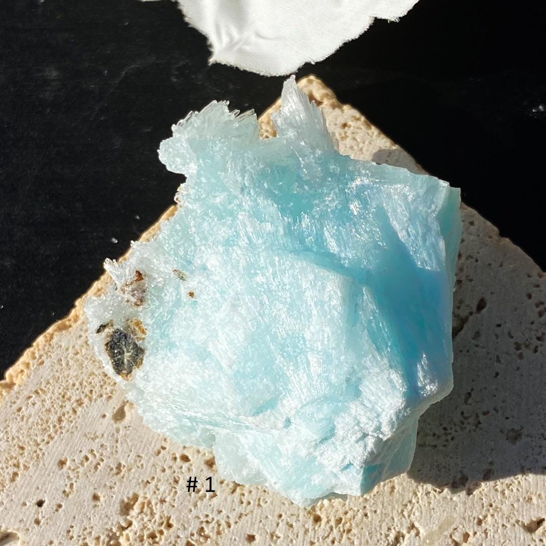 Crystal Blue Aragonite Specimen Collection,Blue Aragonite,Rare Mineral Specimens Collection,Healing Spirituality Minerals Gift for Women