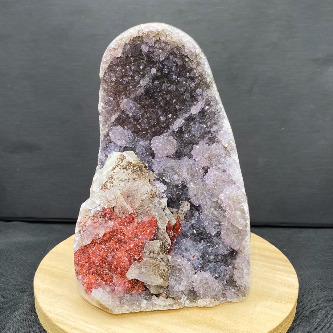 Natural Pale Amethyst Geode Cluster | Amethyst Crystal Cluster with Optical Calcite Iceland Spar | Raw Healing Crystal for Home Decor  Gift