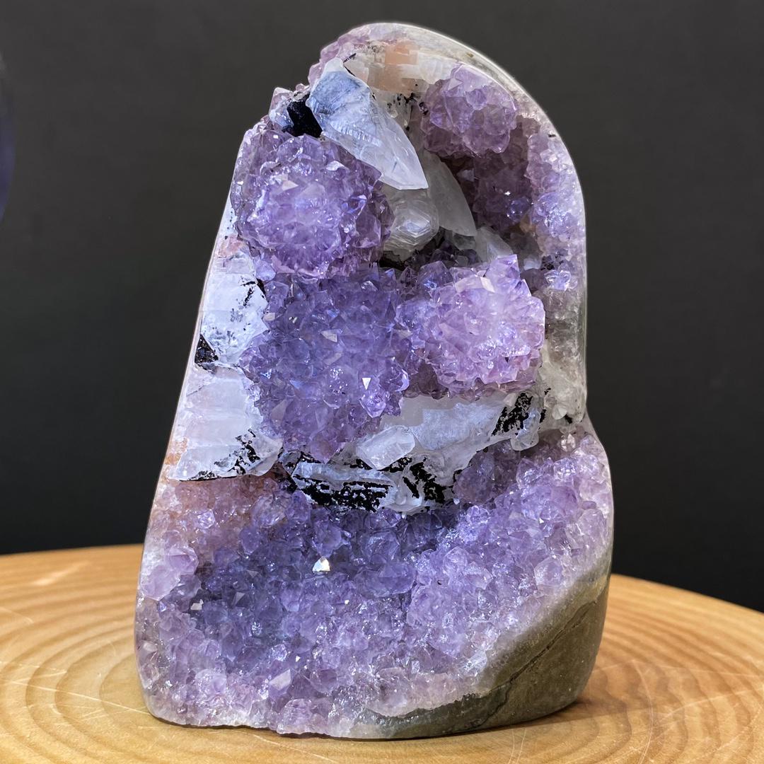 Natural Amethyst Cluster | Pale Amethyst Geode with Optical Calcite Iceland Spar | Healing Crystal Decor Gift,Gift for Mom