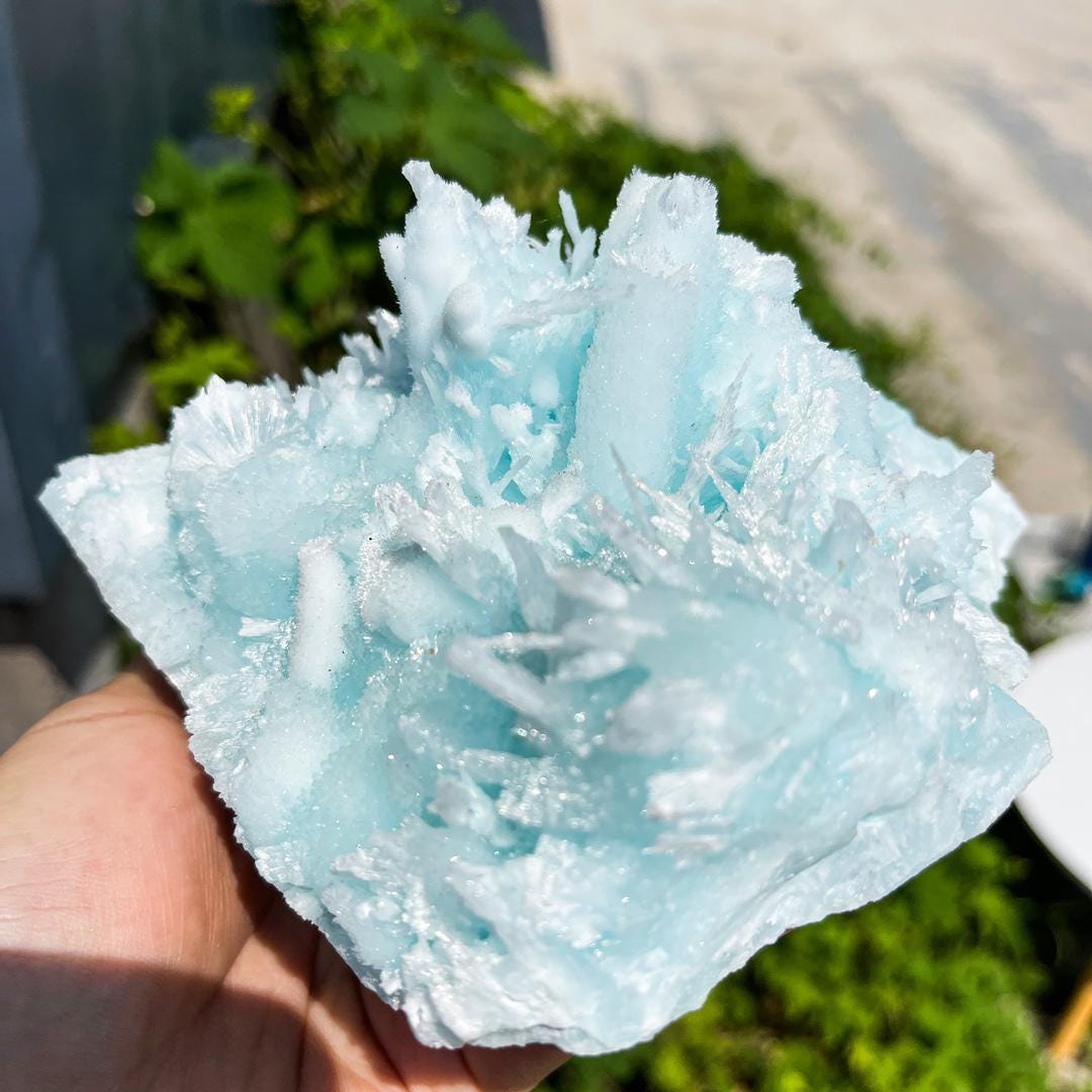 2.81 Lbs Rare Blue Aragonite Specimen, Natural Aragonite Collection, Mineral Aragonite Specimens, Spirituality Minerals Collection for Women