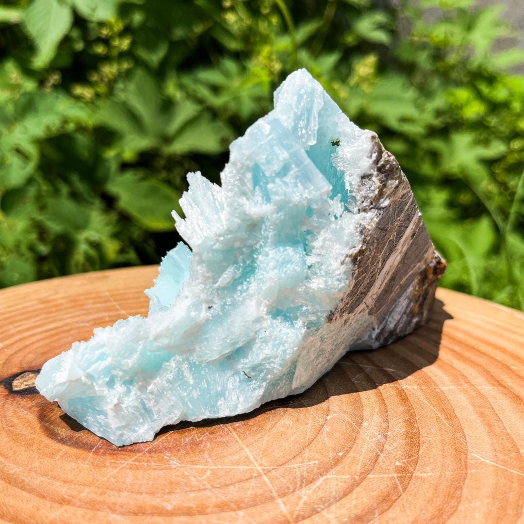 0.84Lbs Rare Blue Aragonite Specimen, Natural Aragonite Collection, Minerals Aragonite Specimens, Spirituality Minerals Collection for Women