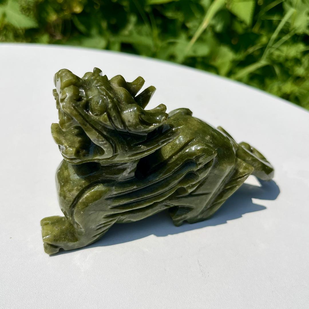 Fengshui Green Jade Kylin Carving, Crystal Kylin Statue, Crystal Kylin Gift, Birthday Gift, Reiki Crystal, Crystal Kylin Home Decoration