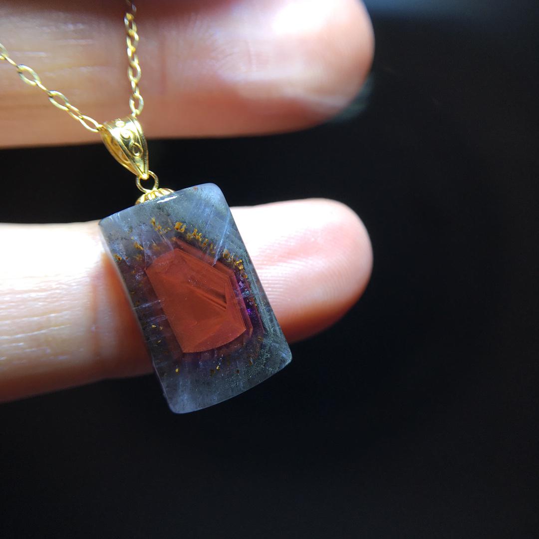 Natural Auralite 23 Pendant, Aurora Titanium Amethyst/Aurora 23 Aurora Titanium Raw Gemstone Pendant, Healing Gemstone, Crystal Pendant Gift