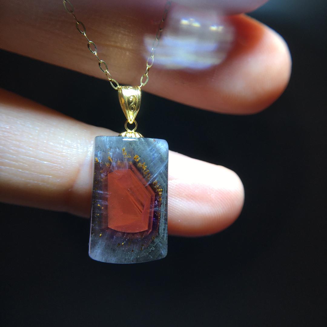 Natural Auralite 23 Pendant, Aurora Titanium Amethyst/Aurora 23 Aurora Titanium Raw Gemstone Pendant, Healing Gemstone, Crystal Pendant Gift