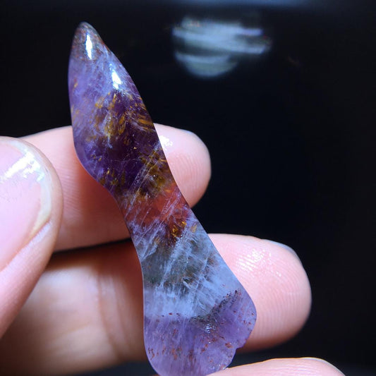 Auralite 23 Gemstone Pendant, Raw Polished Aurora Titanium Amethyst