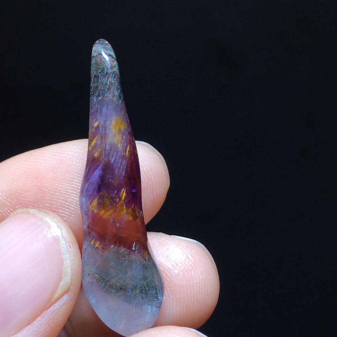 Auralite 23 Gemstone Pendant, Raw Polished Aurora Titanium Amethyst