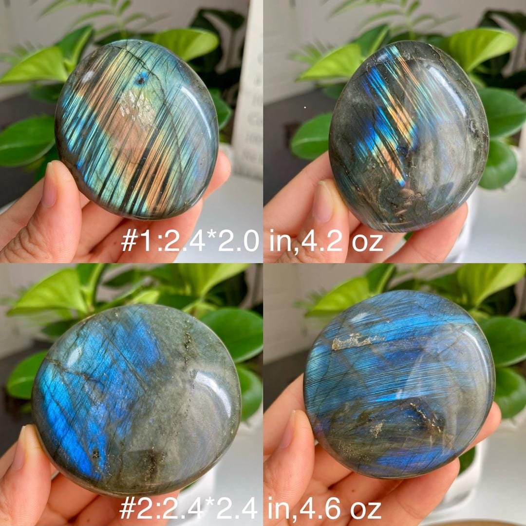 Flash Labradorite Palm Stone, Natural Crystal Worry Stone, Reiki Healing,Gift for Mom