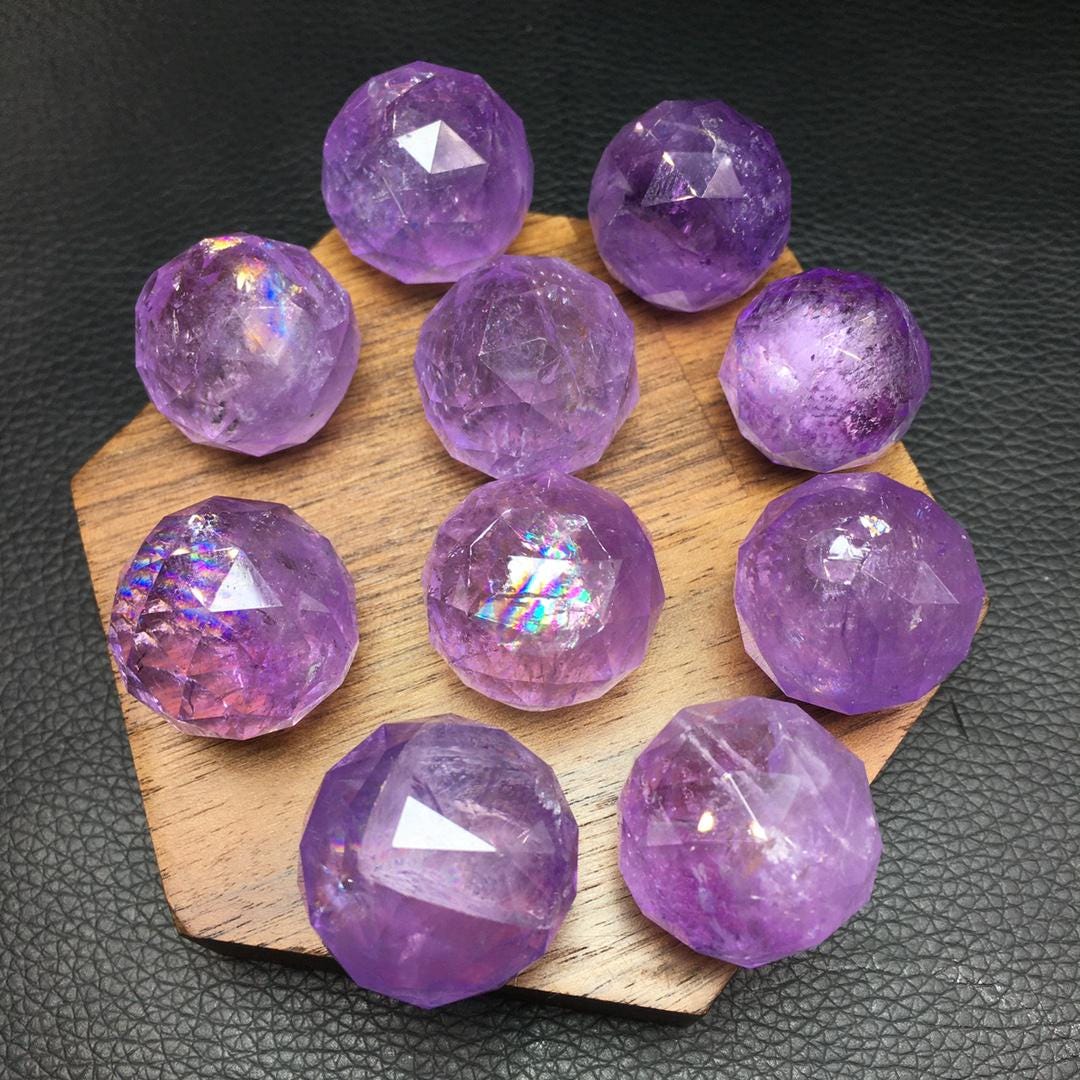Amethyst, Smokey Quartz, Clear Quartz Sphere with Rainbow (21-22 mm)