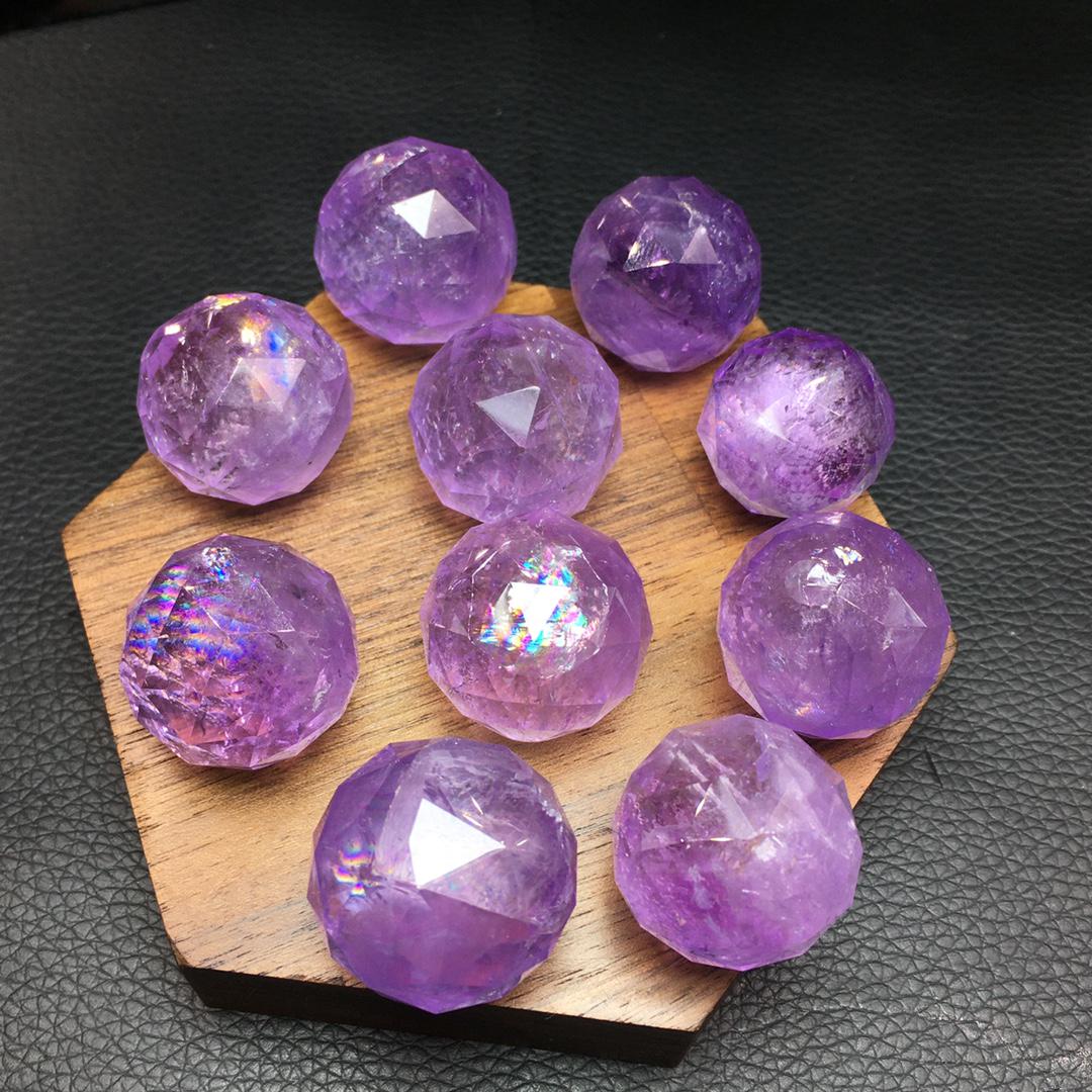 Amethyst, Smokey Quartz, Clear Quartz Sphere with Rainbow (21-22 mm)