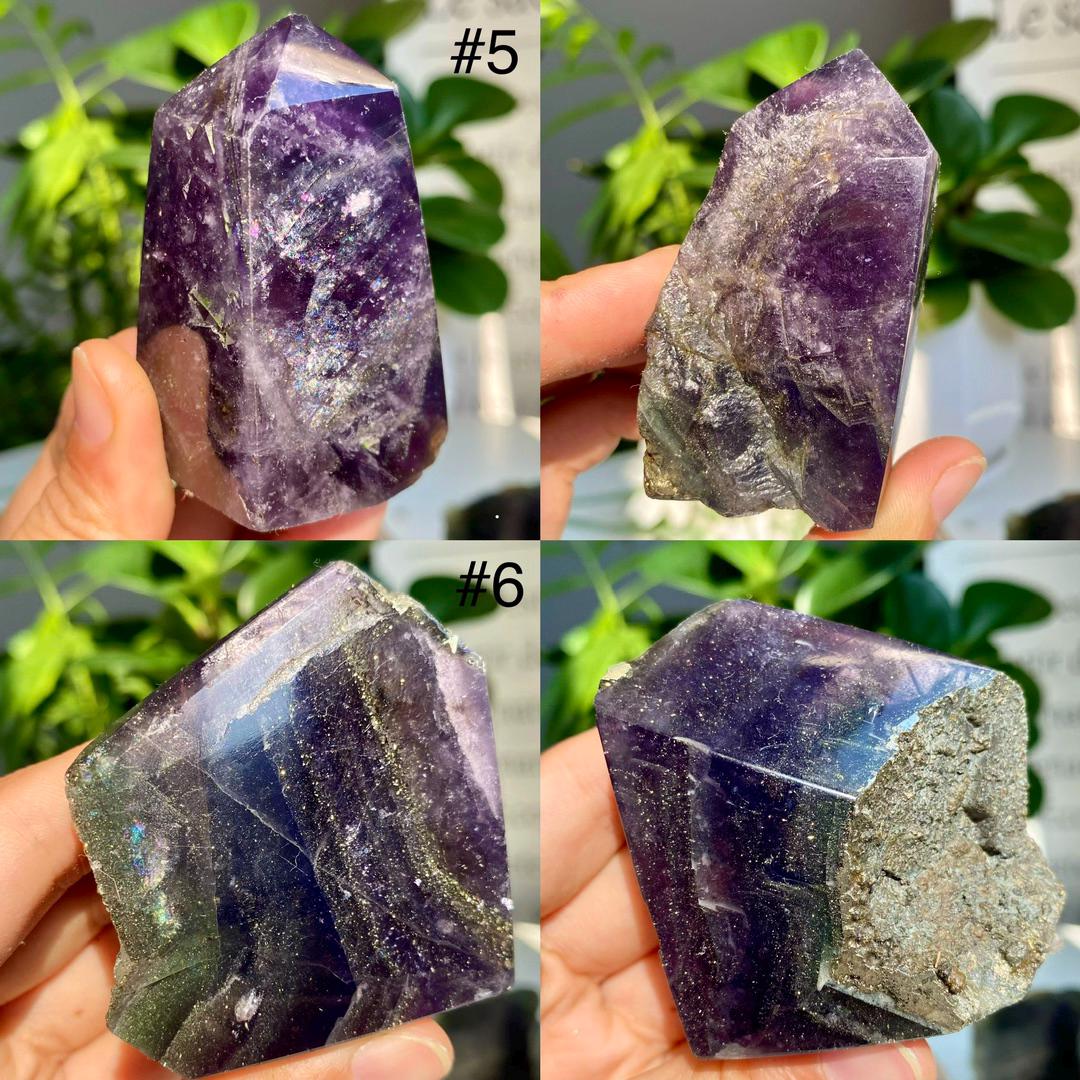 Fluorite with Pyrite Crystal Tower, Reiki Healing Stone,Gift for Mom