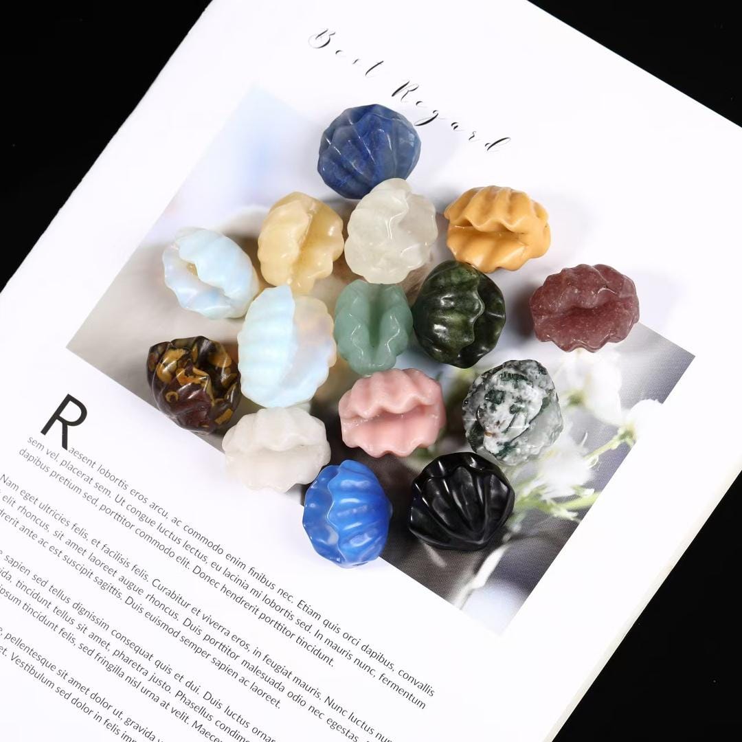 Crystal Shell Carving, Mixed Gemstone Figurine, Reiki Healing,Gift for Mom