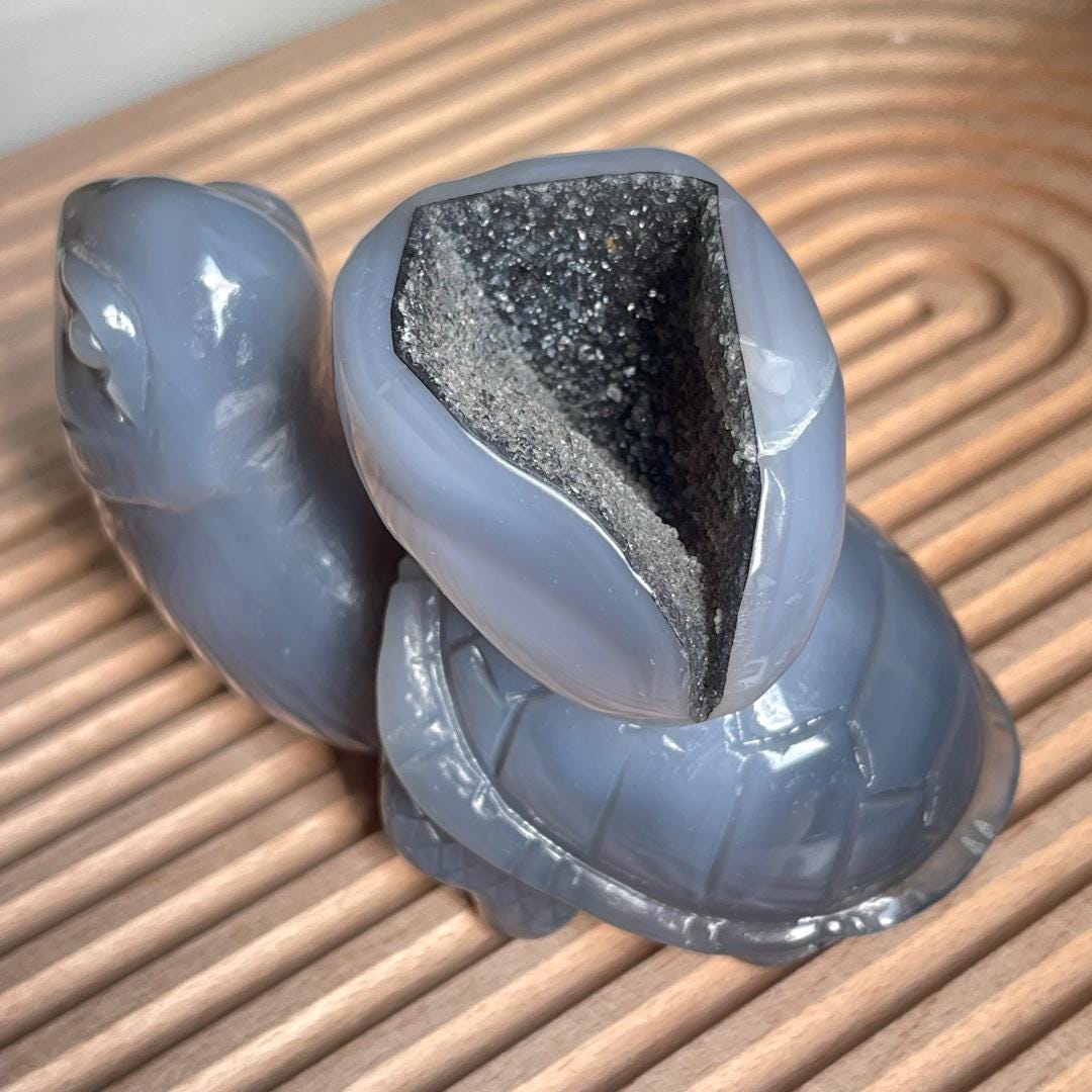 Natural Druzy Agate Turtle Carving, Crystal Statue, Home Decoration,Gift for Mom