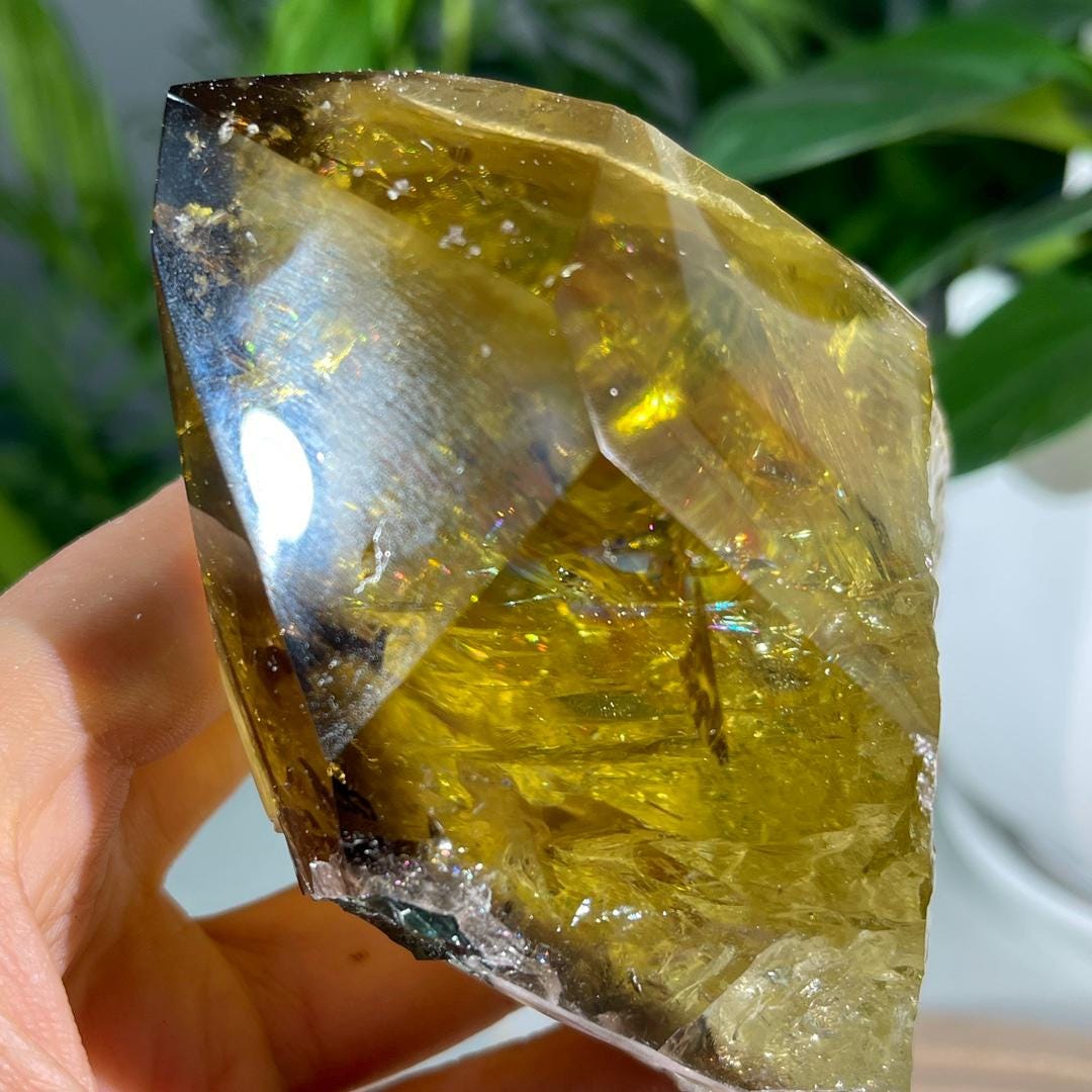 Natural Citrine Tower with Rainbow, Rainbow Citrine Freeform, High Quality Quartz with Rainbow, Citrine Point, Home Decor, Reiki Healing