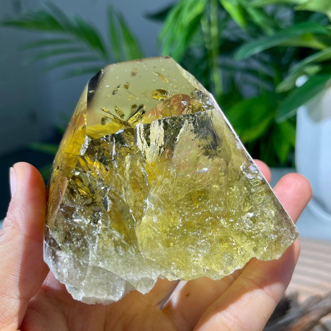 Natural Citrine Tower with Rainbow, Rainbow Citrine Freeform, High Quality Quartz with Rainbow, Citrine Point, Home Decor, Reiki Healing